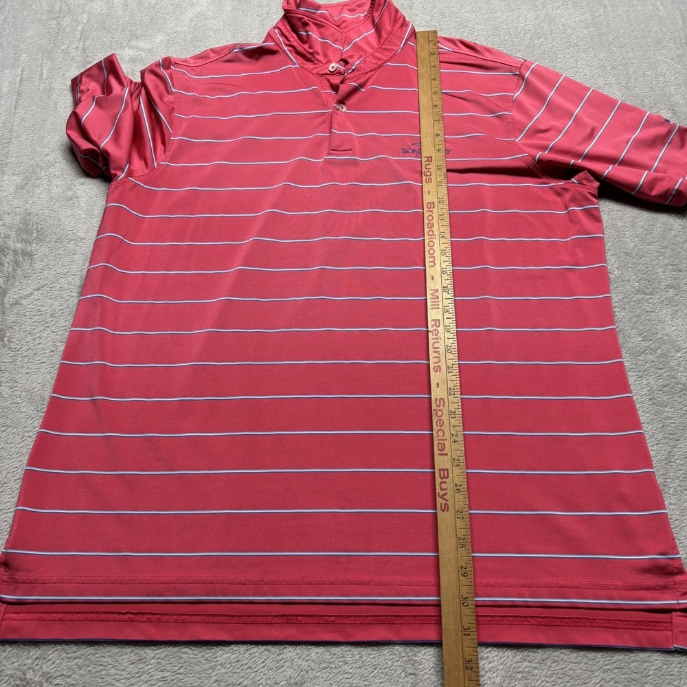 Fairway & Greene FG Tech Golf Polo Shirt Men's XL Bonita Bay Club Coral Striped - Picture 9 of 9